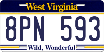 WV license plate 8PN593