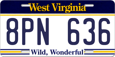 WV license plate 8PN636