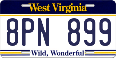 WV license plate 8PN899