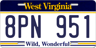 WV license plate 8PN951