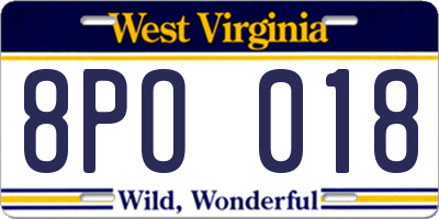 WV license plate 8PO018