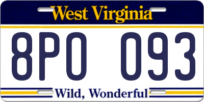 WV license plate 8PO093