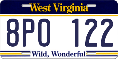 WV license plate 8PO122