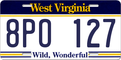 WV license plate 8PO127