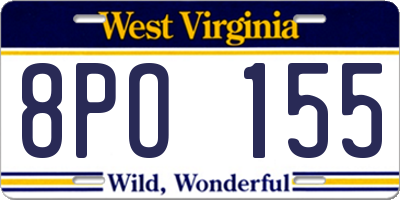 WV license plate 8PO155