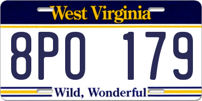 WV license plate 8PO179