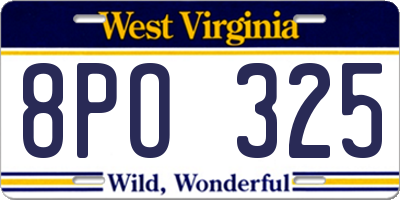 WV license plate 8PO325