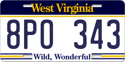 WV license plate 8PO343