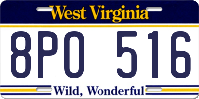 WV license plate 8PO516