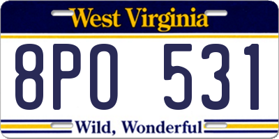 WV license plate 8PO531
