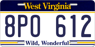 WV license plate 8PO612