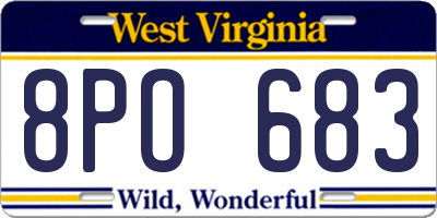 WV license plate 8PO683