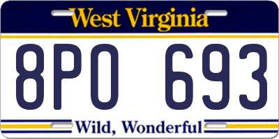 WV license plate 8PO693