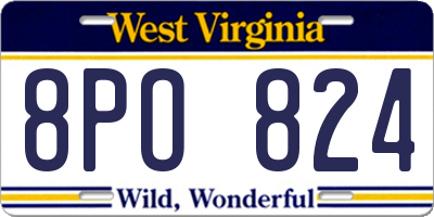 WV license plate 8PO824