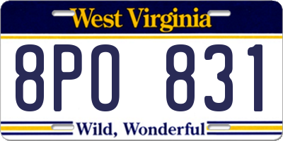 WV license plate 8PO831