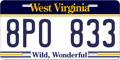 WV license plate 8PO833
