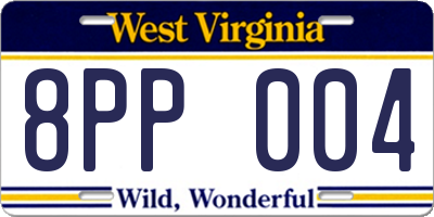 WV license plate 8PP004