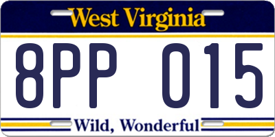 WV license plate 8PP015