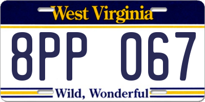 WV license plate 8PP067