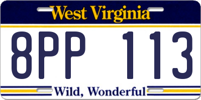 WV license plate 8PP113