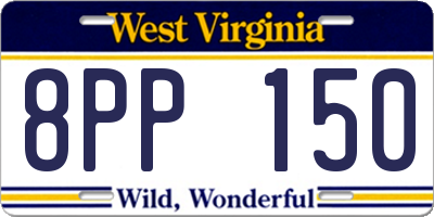 WV license plate 8PP150