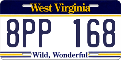 WV license plate 8PP168