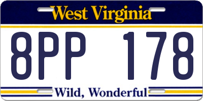 WV license plate 8PP178