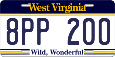 WV license plate 8PP200