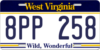 WV license plate 8PP258