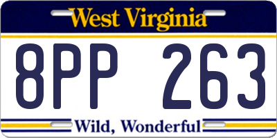 WV license plate 8PP263