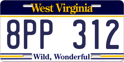 WV license plate 8PP312