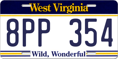 WV license plate 8PP354
