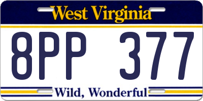 WV license plate 8PP377