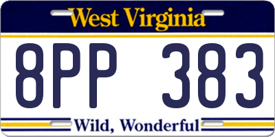 WV license plate 8PP383