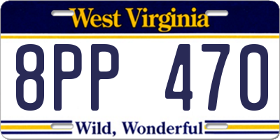 WV license plate 8PP470