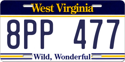 WV license plate 8PP477