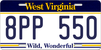 WV license plate 8PP550