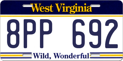 WV license plate 8PP692