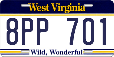 WV license plate 8PP701