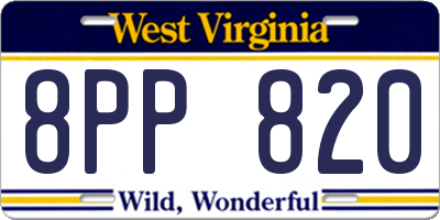 WV license plate 8PP820