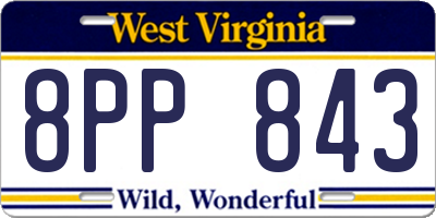 WV license plate 8PP843