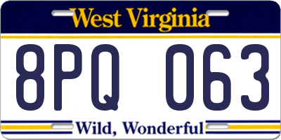 WV license plate 8PQ063