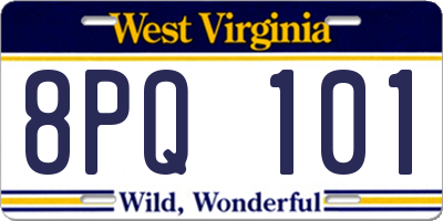WV license plate 8PQ101