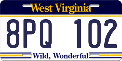 WV license plate 8PQ102