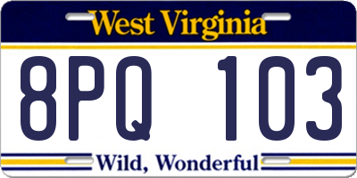 WV license plate 8PQ103
