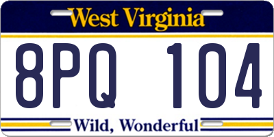 WV license plate 8PQ104
