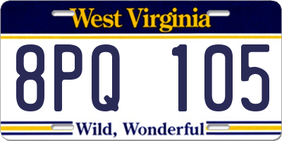 WV license plate 8PQ105