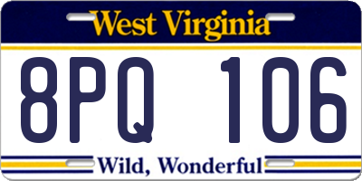 WV license plate 8PQ106