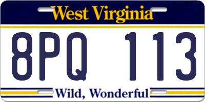 WV license plate 8PQ113