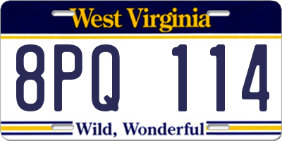 WV license plate 8PQ114